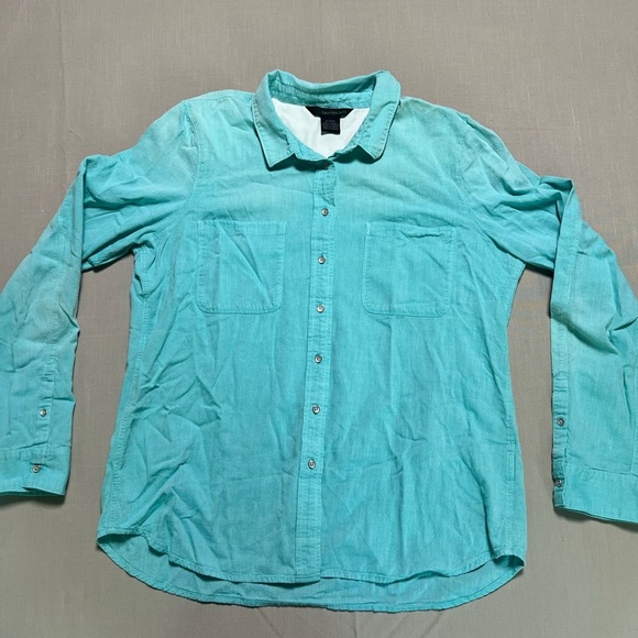 Calvin Klein Aqua Silver Buttons Buttons Button Down Cotton Mens XL - Picture 7 of 7